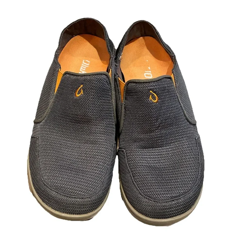 OluKai Nohea Mesh Slip-On Shoes Fog Gray Mens Size 8 EU 41 Fold-Down Heel